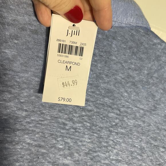 J Jill Shirt Womens Medium Linen Button Up Long Sleeve Lightweight Clearpond - Picture 3 of 13